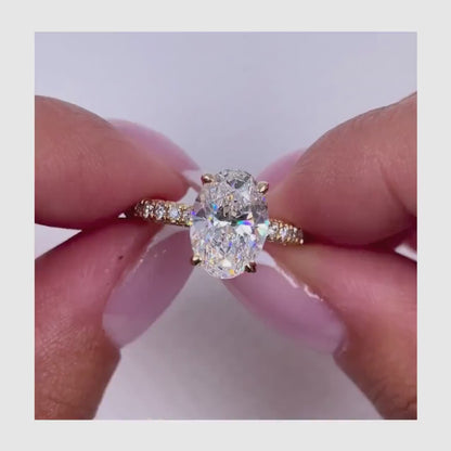 2.50 CT Oval Moissanite Pave Setting Engagement Ring