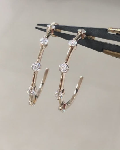 0.24 TCW Round Cut Moissanite Open Hoop Earrings