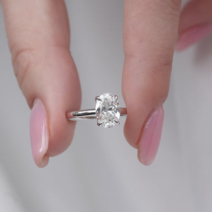 2.0 CT Oval Lab Grown Solitaire Engagement Ring
