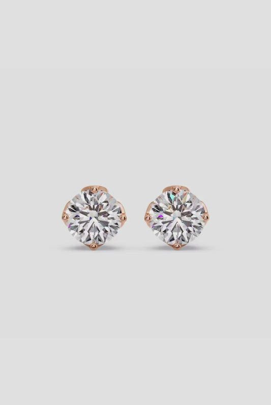 1.0 TCW Round Cut Moissanite Solitaire Stud Earrings
