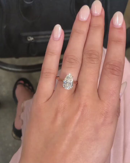 4.50 CT Pear Solitaire Bridge Moissanite Engagement Ring