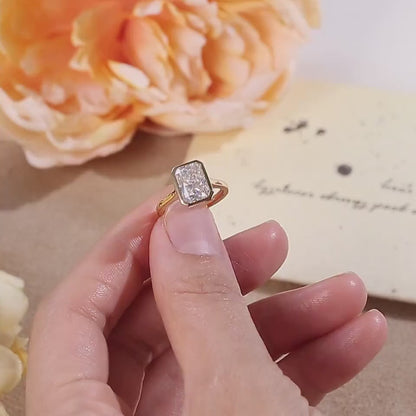 3.0 CT Radiant Moissanite Bezel Engagement Ring