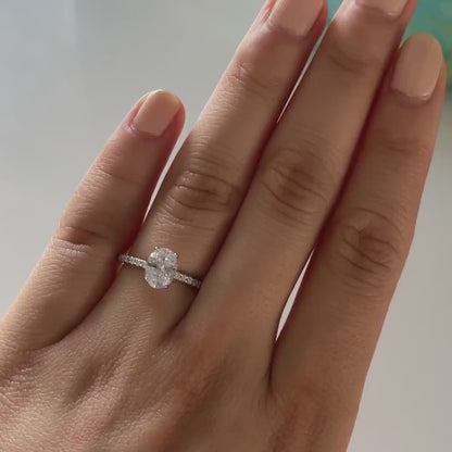 1.50 CT Oval Moissanite Pave Setting Engagement Ring