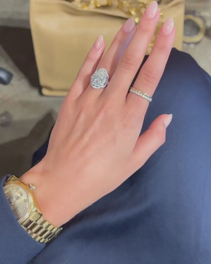 4.10 CT Oval Halo Art Deco Customised Pave Moissanite Engagement Ring