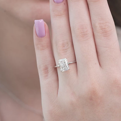 3.0 CT Radiant Lab Grown Hidden Halo Engagement Ring