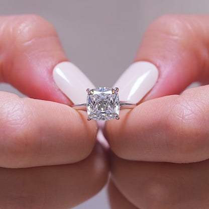 3.50 CT Cushion Moissanite Hidden Halo Engagement Ring