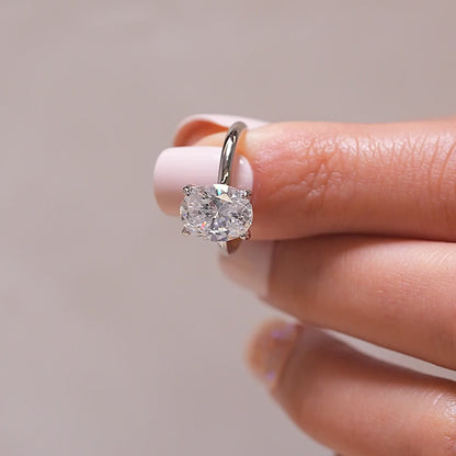 3.0 CT Oval Moissanite Hidden Halo Engagement Ring