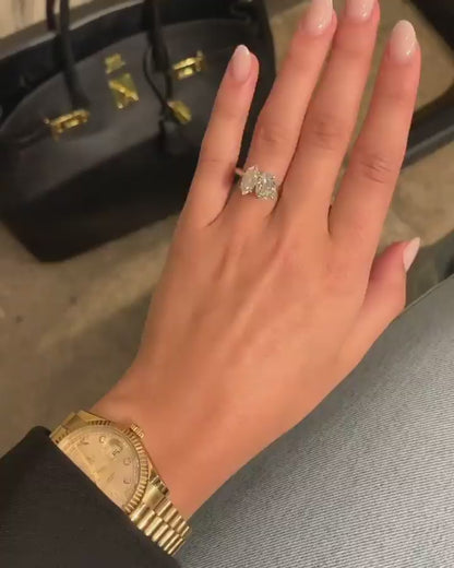 3.45 CT Pear & Marquise Two Stone Moissanite Engagement Ring