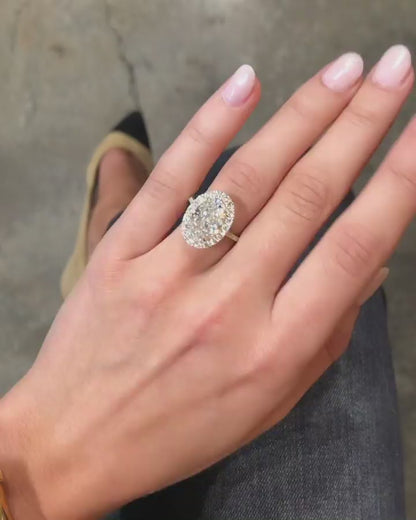 3.41 - 5.41 CT Oval Cut Halo & Pave Moissanite Engagement Ring