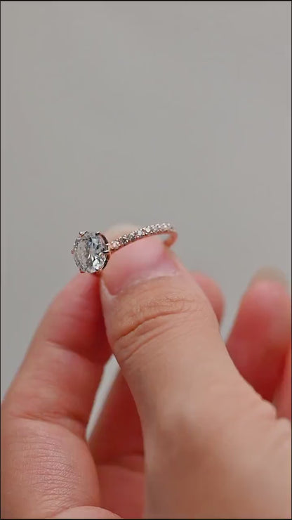 1.0 CT Round Moissanite Pave Setting Engagement Ring