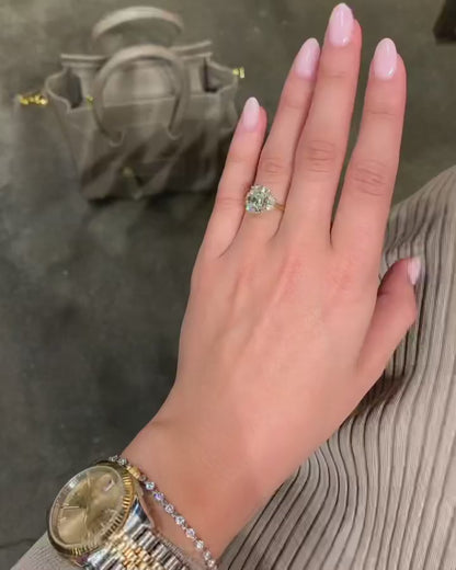3.50 CT Old Mine Cushion Three Stone Moissanite Engagement Ring