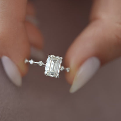 2.0 CT Emerald Lab Grown Dainty Engagement Ring