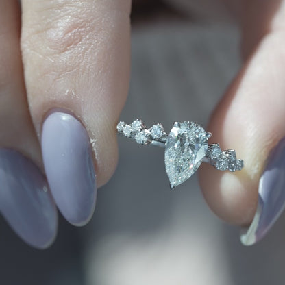 1.0 CT Pear Lab Grown Cluster Engagement Ring