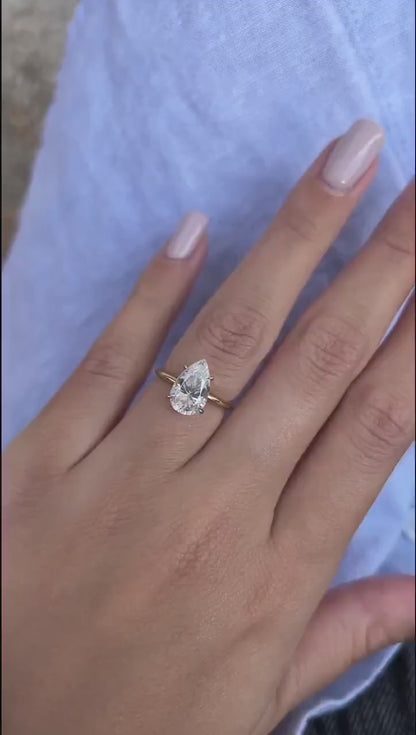 2.50 CT Pear Moissanite Solitaire Engagement Ring