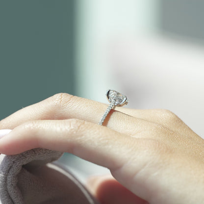 2.50 CT Oval Lab Grown Hidden Halo Pave Setting Engagement Ring