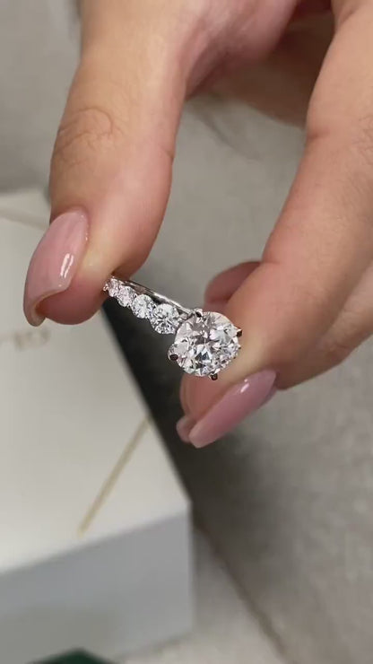 2.0 CT Round Moissanite Pave Setting Engagement Ring