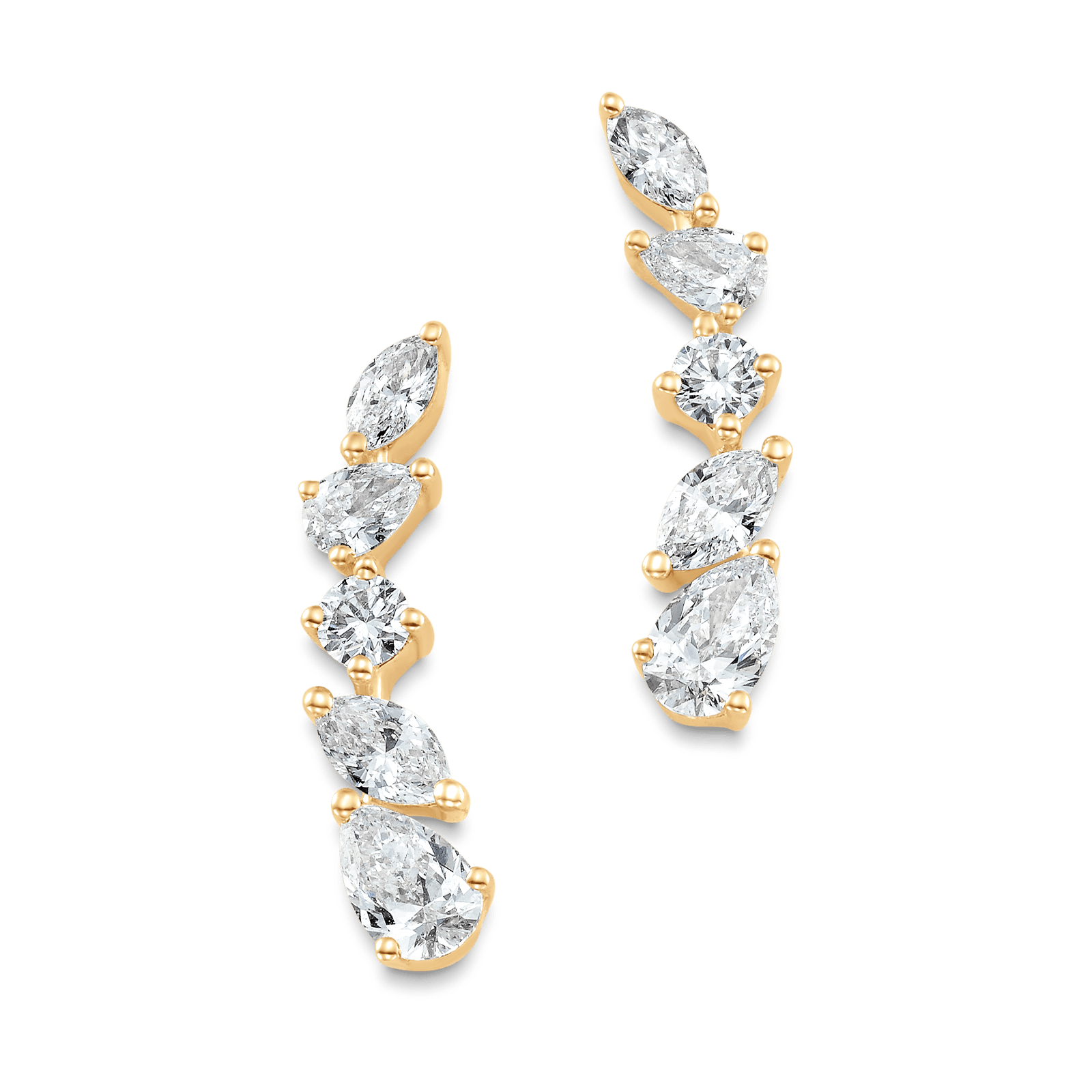 0.63 TCW Pear, Marquise & Round Moissanite Diamond Ear Crawlers Earrings - farrellouise