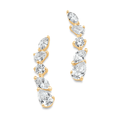 0.63 TCW Pear, Marquise & Round Moissanite Diamond Ear Crawlers Earrings - farrellouise