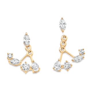 1.47 TCW Pear, Marquise & Round Moissanite Diamond Ear Jacket Earrings - farrellouise