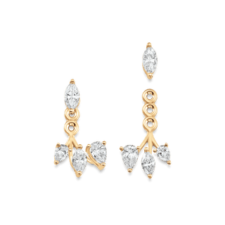 1.25 TCW Pear & Marquise Moissanite Diamond Ear Jacket Earrings - farrellouise