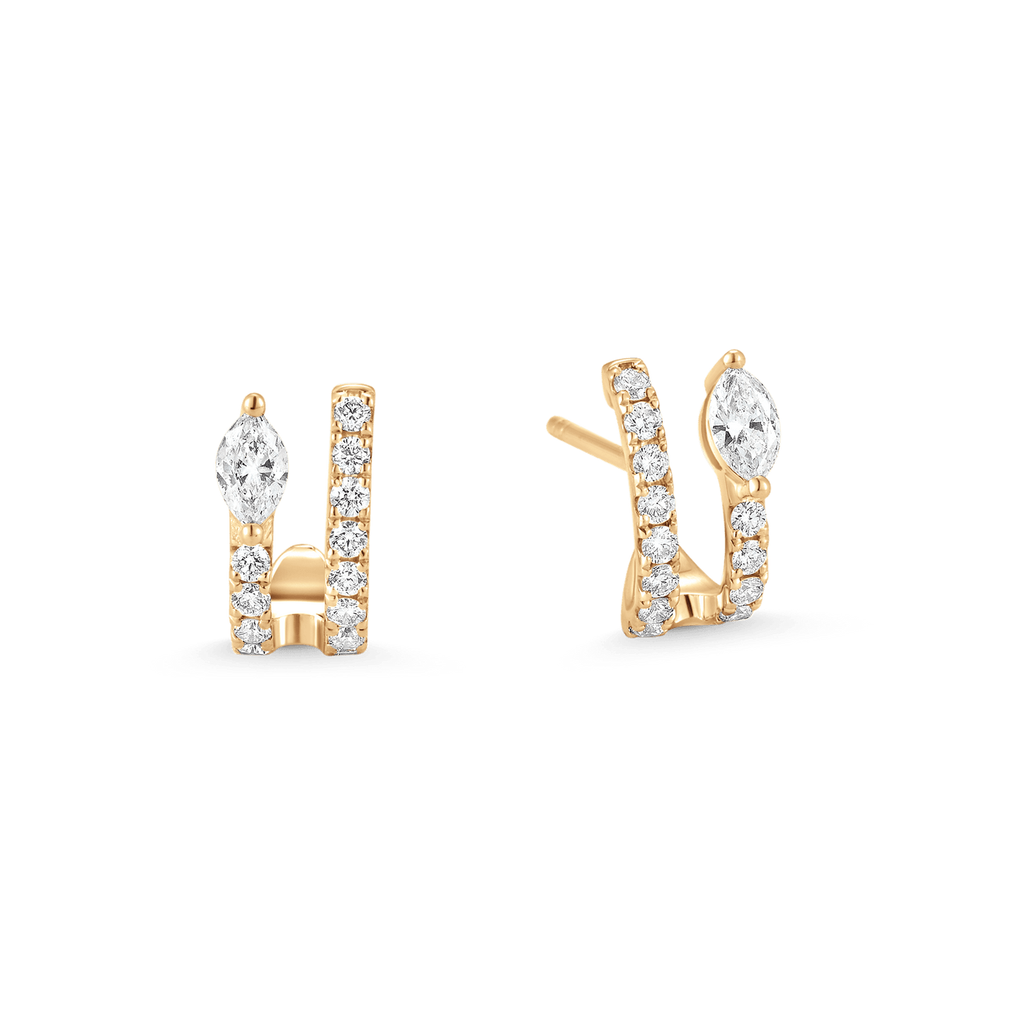 0.49 TCW Round & Marquise Moissanite Diamond Hoop Huggie Earrings - farrellouise