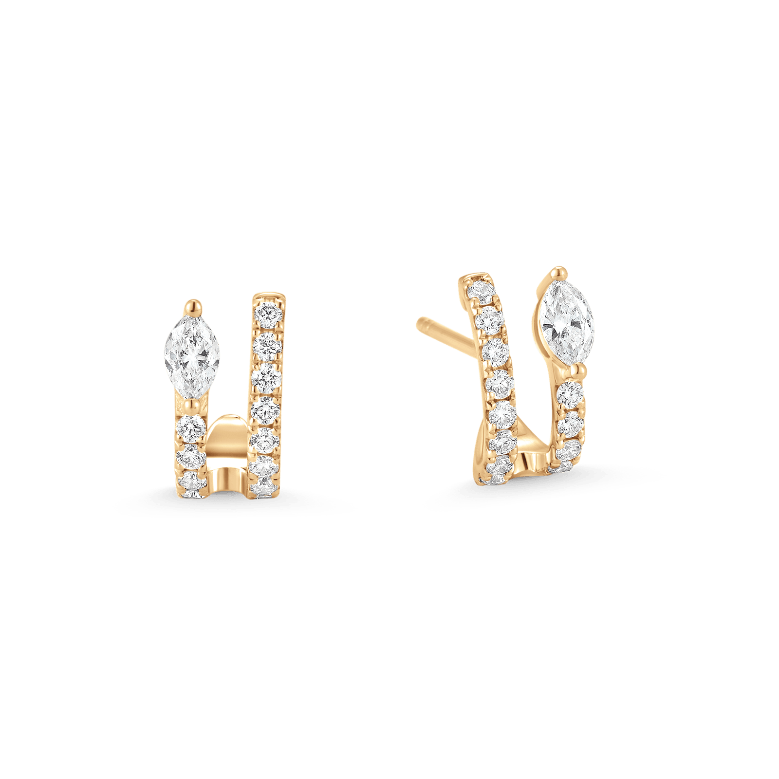 0.49 TCW Round & Marquise Moissanite Diamond Hoop Huggie Earrings - farrellouise
