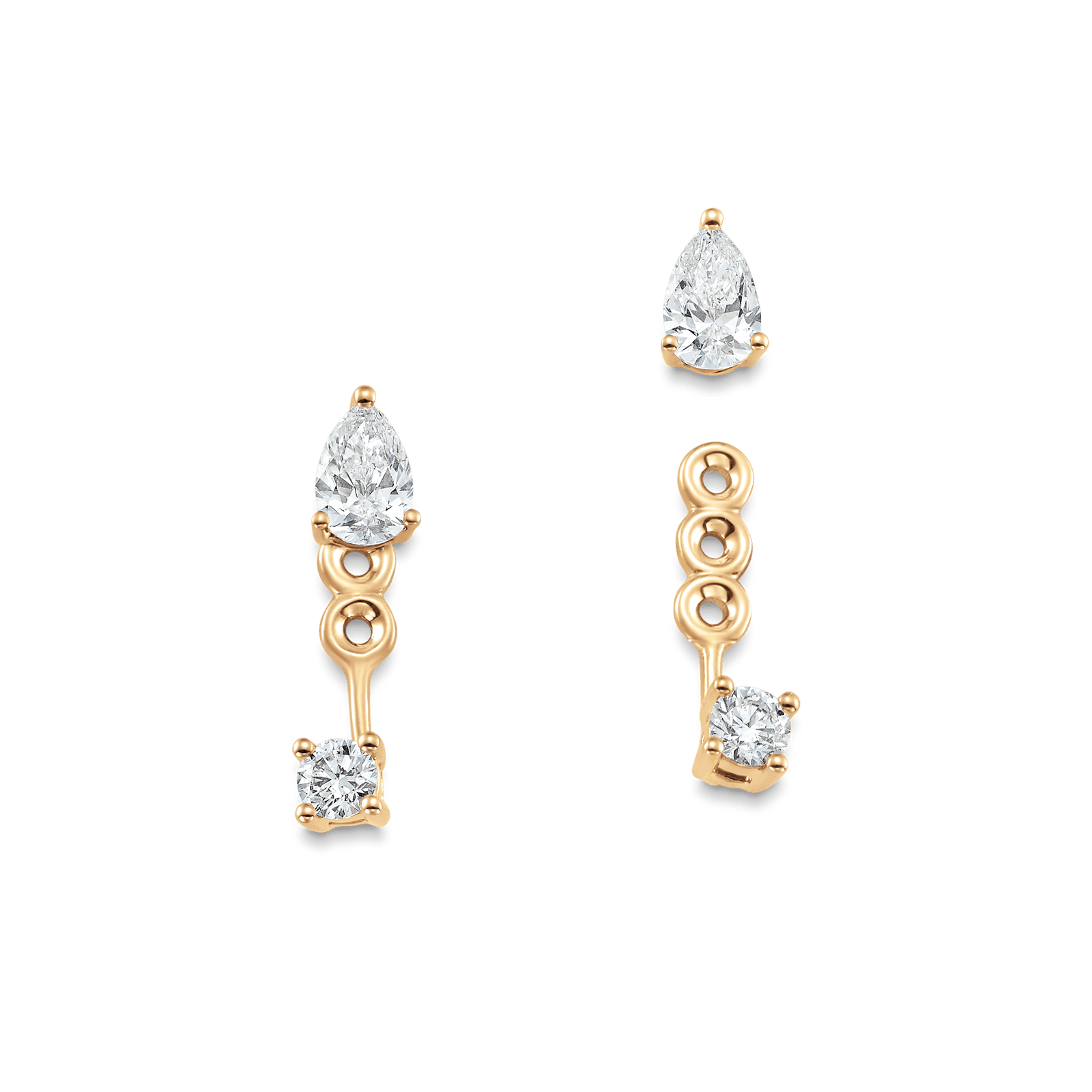 0.80 TCW Pear & Round Moissanite Diamond Ear Jacket Earrings - farrellouise
