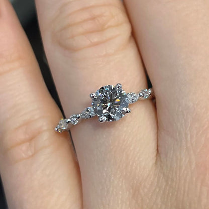 1.0 CT Round Moissanite Pave Setting Engagement Ring - farrellouise