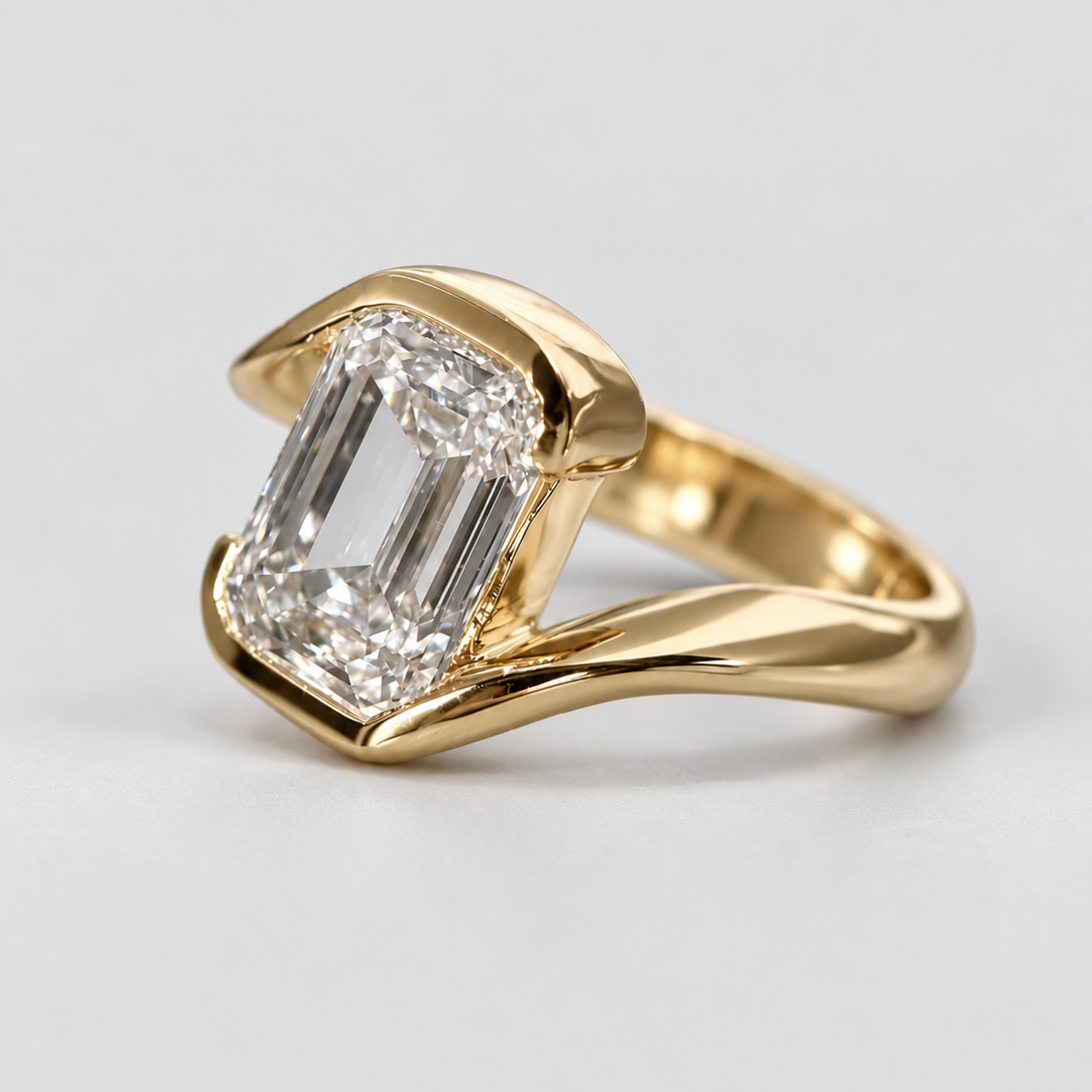 Rachel - Emerald Cut Lab Diamond Rapture Solitaire Engagement Ring