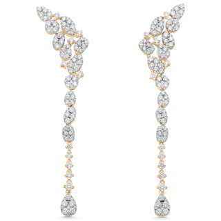 3.64 TCW Round Moissanite Diamond Cluster Drop Earrings - farrellouise