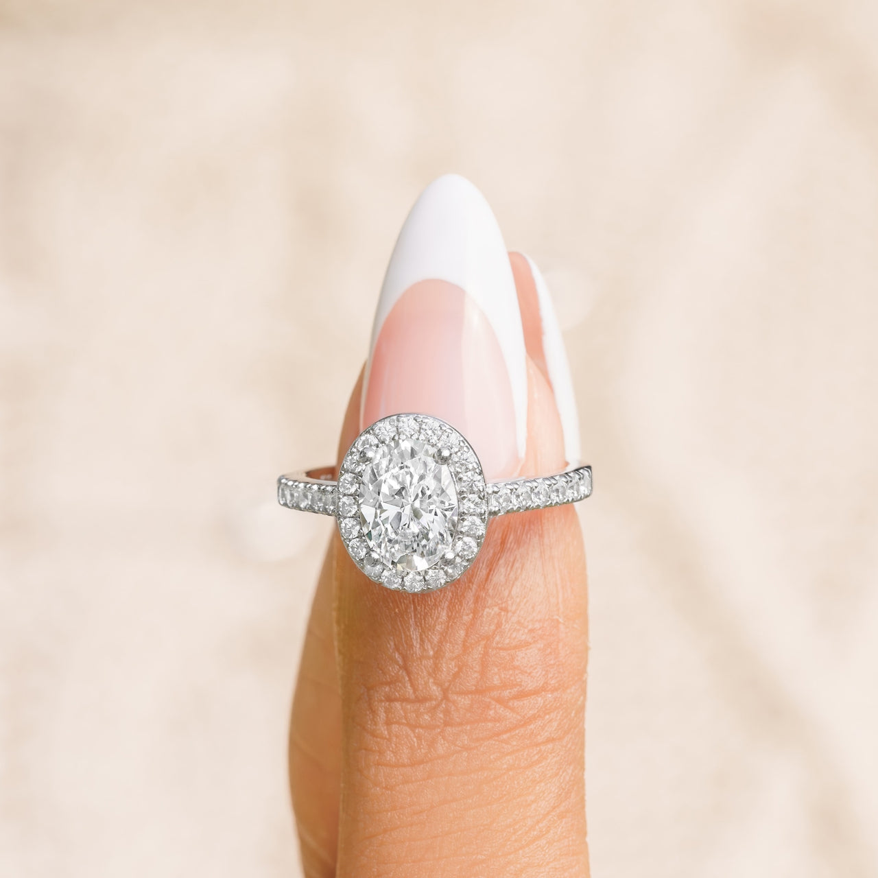 1.50 CT Oval Moissanite Halo & Pave Engagement Ring - farrellouise