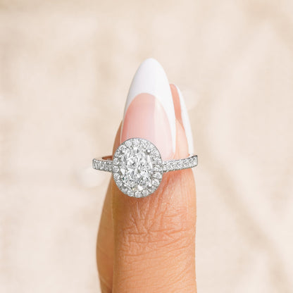 1.50 CT Oval Moissanite Halo & Pave Engagement Ring - farrellouise