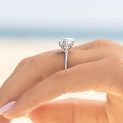 3.50 CT Cushion Moissanite Hidden Halo Engagement Ring - farrellouise