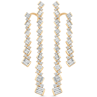 4.63 TCW Round & Baguette Moissanite Diamond Long Drop Earrings - farrellouise