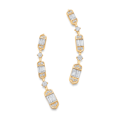 0.46 TCW Round & Baguette Moissanite Diamond Ear Crawler Earrings - farrellouise