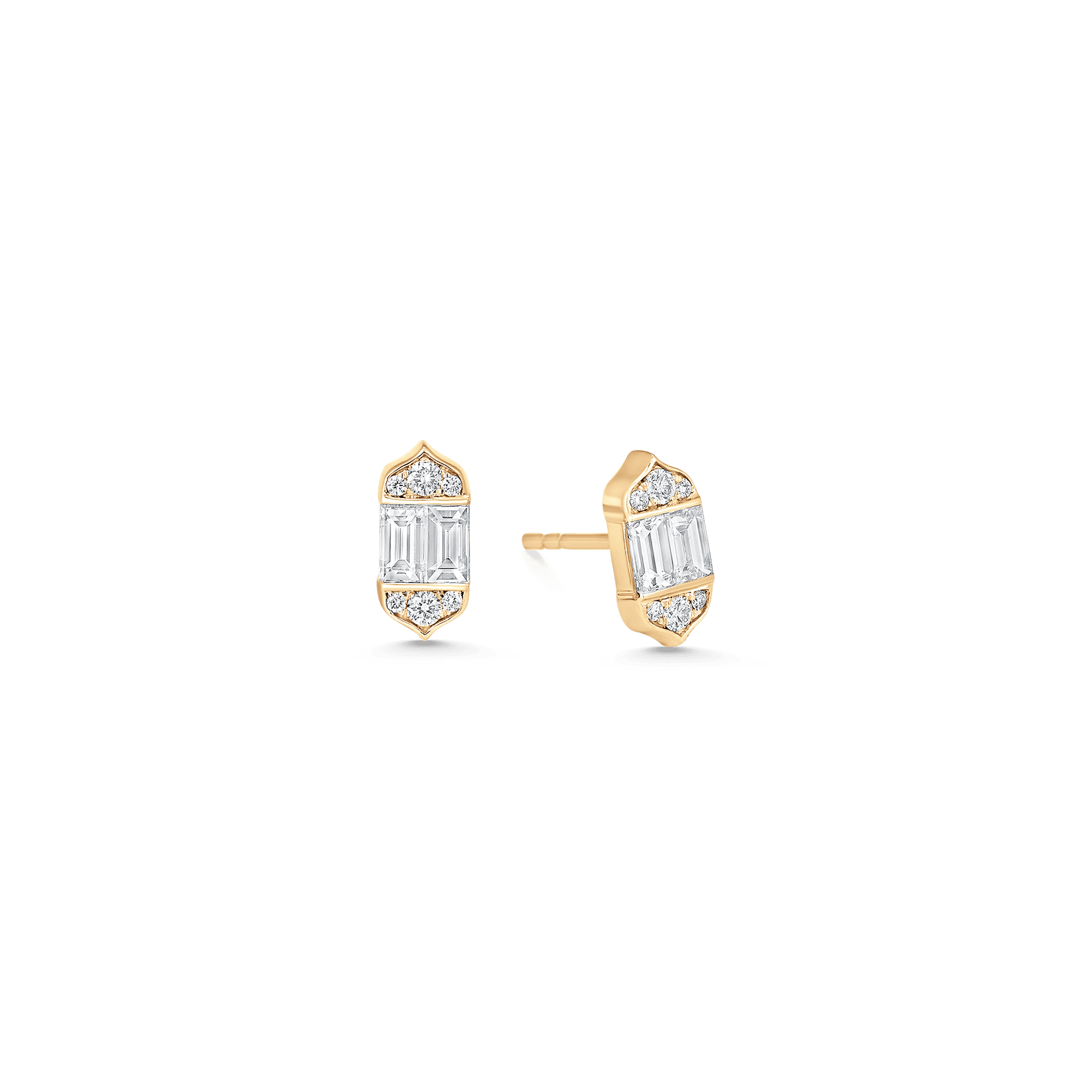 0.61 TCW Round & Baguette Moissanite Diamond Stud Earrings - farrellouise