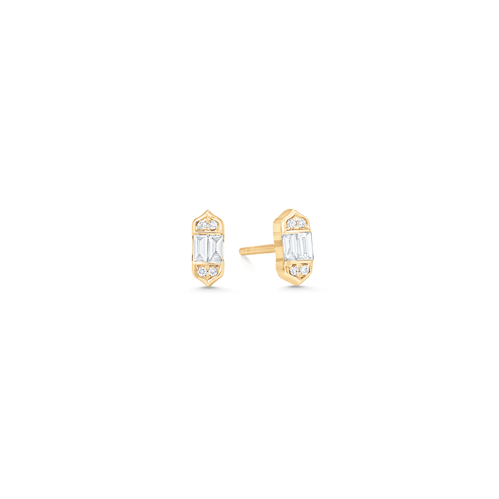 0.20 TCW Round & Baguette Moissanite Diamond Stud Earrings - farrellouise