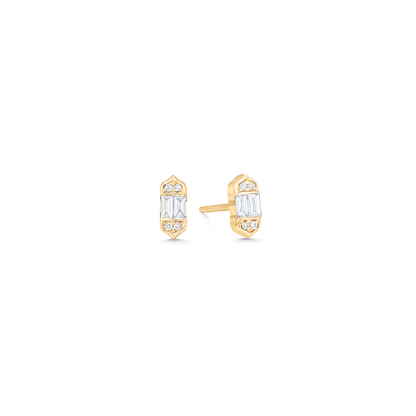 0.20 TCW Round & Baguette Moissanite Diamond Stud Earrings - farrellouise