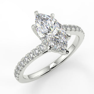 0.90 CT Marquise Moissanite Pave Setting Engagement Ring - farrellouise