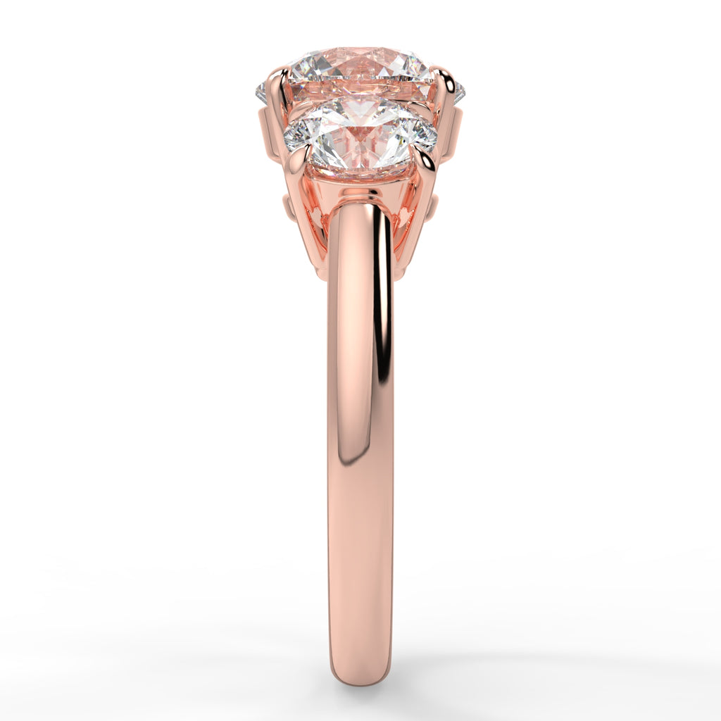 0.75 CT Round Moissanite Three Stone Engagement Ring - farrellouise