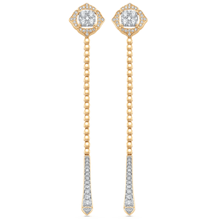 0.75 TCW Round Moissanite Diamond Long Drop Earrings - farrellouise