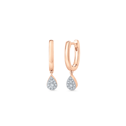 0.14 TCW Round Moissanite Diamond Drop Huggie Earrings - farrellouise