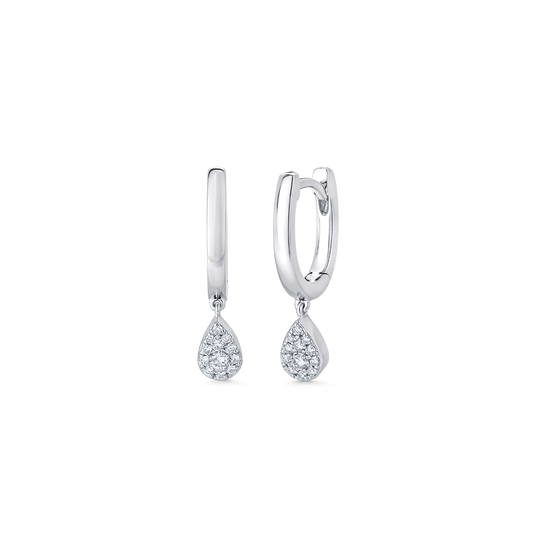 0.14 TCW Round Moissanite Diamond Drop Huggie Earrings - farrellouise