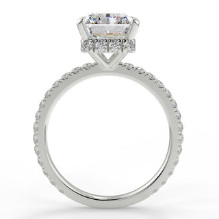 2.50 CT Radiant Moissanite Hidden Halo Pave Setting Engagement Ring - farrellouise