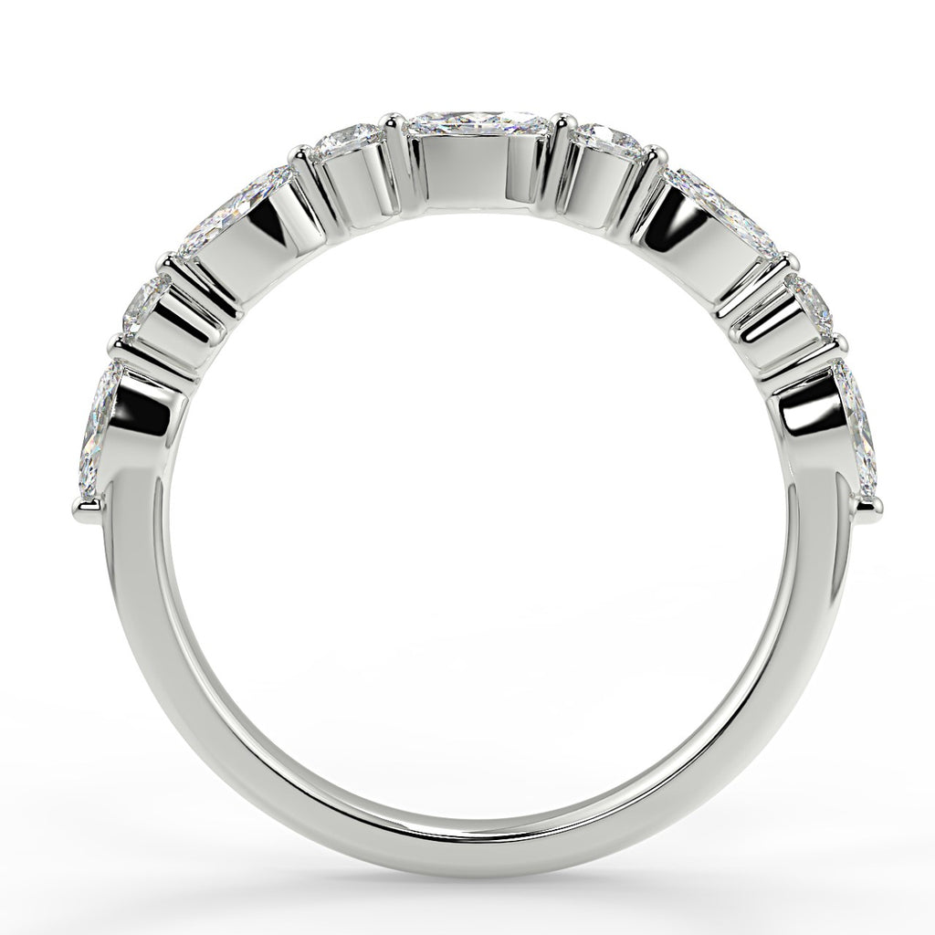 0.95 TCW Round & Marquise Moissanite Alternative Stone Wedding Band - farrellouise