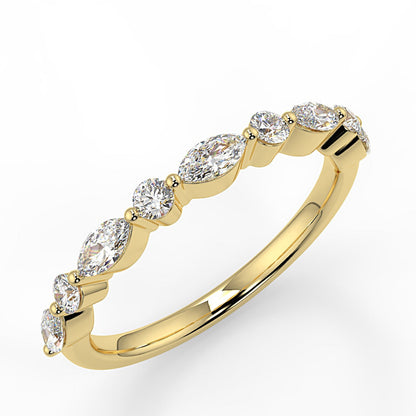 0.95 TCW Round & Marquise Moissanite Alternative Stone Wedding Band - farrellouise