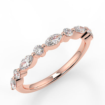 0.95 TCW Round & Marquise Moissanite Alternative Stone Wedding Band - farrellouise