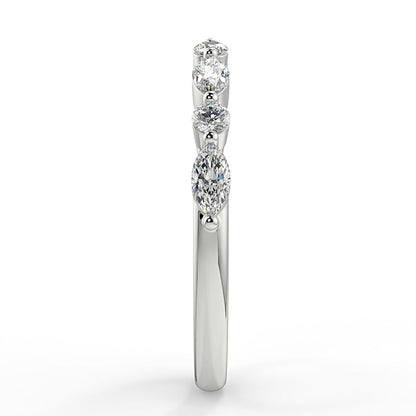0.95 TCW Round & Marquise Moissanite Alternative Stone Wedding Band - farrellouise