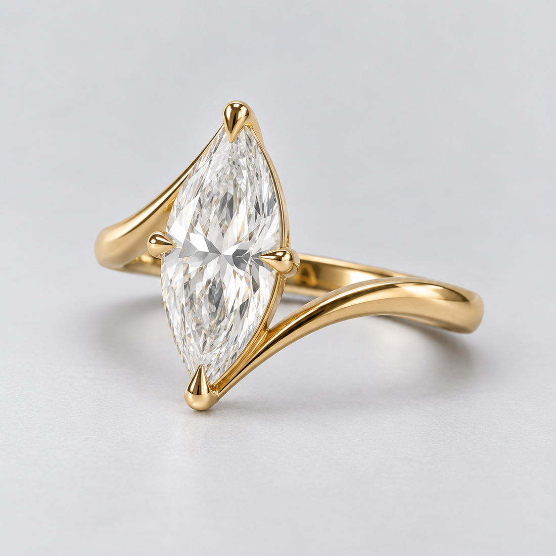 Viktoria - Marquise Cut Lab Diamond Prong Set Rapture Engagement Ring