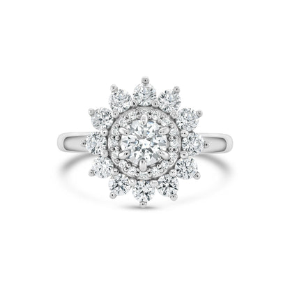 0.50 CT Round Moissanite Floral Halo Engagement Ring - farrellouise